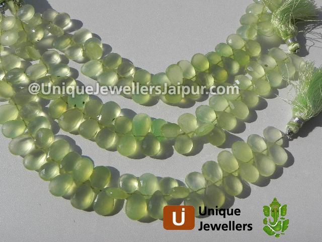 Apple Green Chalsydony Faceted Pear Beads